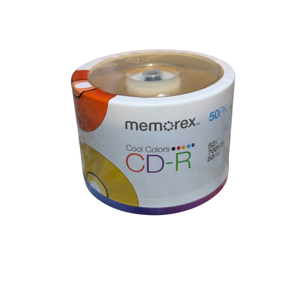 Memorex Cool Colors CD-R 50 Pack 52x 700MB 80min Spindle Blank Media 2009 NEW